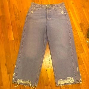 EUC Zara distressed wide leg jeans!